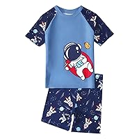 Boys' New Breathable Quick Drying Swimsuit Short Sleeved Shorts Two Piece Set Boys Swim Trunks with Graphic
