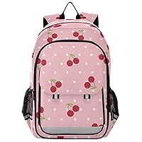 ALAZA Cute Red Cherry and Green Leaf with White Polka Dot Backpacks Travel Laptop Backpack