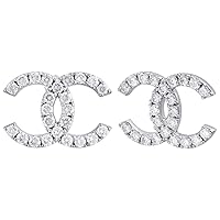 K Gallery 1.00 Ctw Round Cut White Diamond Wedding Stud Earrings 14K White Gold Finish