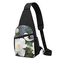 Sling Bag Crossbody for Women Fanny Pack Gardenia Flowers Birds Chest Bag Daypack for Hiking Travel Waist Bag