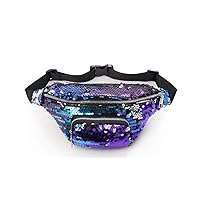 Crossbody Bags Glitter Fanny Pack for Women - Colorful Sequins Waist Pack with Adjustable Strap (Purple)