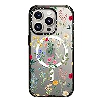 CASETiFY Impact Case for iPhone 15 Pro [4X Military Grade Drop Tested / 8.2ft Drop Protection/Compatible with Magsafe] - Spring Botanicals 2 - Clear Black