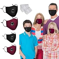 4pcs Family Health protection Facemasks set, Reusable Breathable Cotton Face C-over with 8pcs Filters, with Breathing valve (A-multicolor)