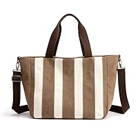 Womens Tote Handbag Canvas Shoulder Purses Casual Hobo Stripe Shopper Bag Work Travel Bag