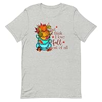But I Think I Love Fall Most of All Colorful Fall Patterns Tea Cups Seeds Acorns T-Shirt Available in 2XL 3XL 4XL