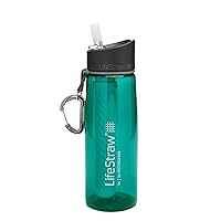 LifeStraw Go Water Filter Bottle with 2-Stage Integrated Filter Straw for Hiking, Backpacking, and Travel, Teal, 22, Model:LSG201DT08