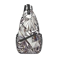 Glitter Abstract Diamond Crystal Pattern Sling Backpack Multipurpose Crossbody Bag Sling Bag Daypack For Travel Hiking Sports
