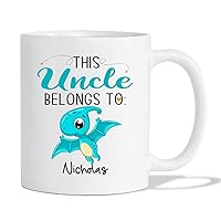 Customized Uncle White Coffee Mug Cup 11 15 Oz., This Uncle Belongs To Niece / Nephew Ceramic Mug, Personalized Choose Names Teacup Mug Gift For Uncle Brother From Niece / Nephew, Awesome Uncle Mug
