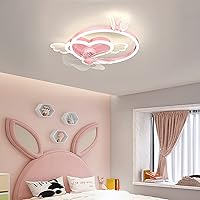 Ceiling Fans with Lighting and Remote Modern Silent Ceiling Fans Withps Children's Quiet Ceiling Fan with Timer for Kids Room Bedroom Living Room/Pink