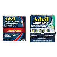 Advil Dual Action Coated Caplets with Acetaminophen 250 Mg Ibuprofen 500 Mg Acetaminophen Liqui-Gels Ibuprofen 200mg Pain Relief Bundle
