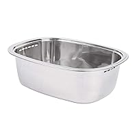 Stainless Steel Dishpan Basin Dish Washing Bowl Bucket Basket Portable Tub Rack (Rounded Rectangle)