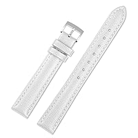 Cowhide Ladies Watch Band 10mm 12mm 14mm 16mm 18mm Universal Genuine Leather Watchbands (Color : White Silver pin, Size : 16mm)