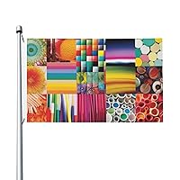 Colorful Collage Flag 3x5 Ft Outdoor Flags With Grommets Double Sided Garden Flag Large Banner Sign House Flags Yard Outside Decorative Flag