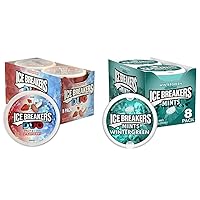 ICE BREAKERS Duo Fruit Plus Cool Strawberry Sugar Free Breath Mints Tins (8 Count) and ICE BREAKERS Wintergreen Sugar Free Breath Mints Tins (8 Count)