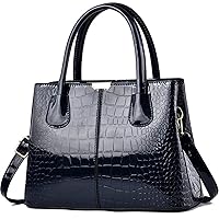Handbag and Purse for Women Patent Leather Shoulder Bag Crocodile Pattern Top-Handle Satchel Tote Wallet