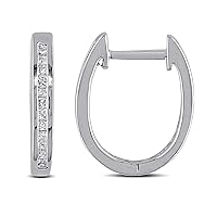 14K White Gold Over Sterling Silver Princess-cut Simulated Diamond Hoop Earrings (1/2 cttw,D, VVS1)
