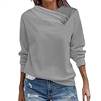 Sweatshirts For Women Retro Button Collar Pullover Casual Solid Shirts Daily Long Sleeve Loose Fit Tunic Tops