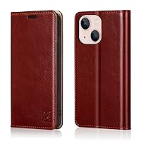 Belemay Case Compatible with iPhone 15 Wallet Case-Genuine Leather-RFID Blocking Card Holders-Shockproof TPU Shell-Kickstand-Durable Flip Cover-Book Folding Phone Case Women Men (6.1-inch) Burgundy