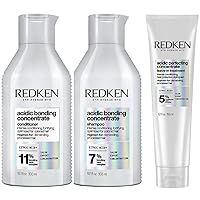 Redken Bonding Shampoo, Conditioner, & Leave-In Treatment Set for Damaged Hair | Acidic Bonding Concentrate | Repair and Strengthen Weak Hair Bonds | For All Hair Types | 10.1 Fl Oz