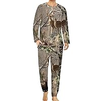 Camo Deer Camouflage Hunting Men's Sleepwear Long Sleeve Top And Bottom Soft Nightwear Pajama Lounge Set
