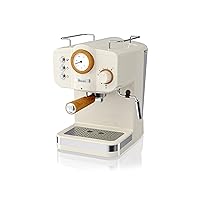 Salton Swan Nordic Espresso Machine with Milk Frother, 1.2L Tank, Matte Cotton White