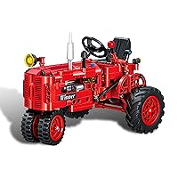 A XINAO TOYS Building Blocks 1/12 Red Classic Tractor Farm Toy Building Set The Toys Gift for Kids Ages 6 7 8 9 10 11 12 Includes Shifting Structure, Steering Structure Features