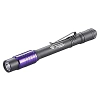 Streamlight 66148 Stylus Pro USB 400nm UV Rechargeable Penlight with 120V AC Adapter, USB Cord and Nylon Holster, Black