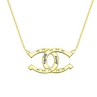 LONAGO Personalized Horseshoe Pendant Necklace Customized Any Name Initial Lucky Horseshoe Necklace Gift for Women Girls