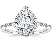 2.45 CT Pear Infinity Accent Engagement Ring Wedding Eternity Band Vintage Solitaire Silver Jewelry Halo-Setting Anniversary Praise Vintage Ring Gift for Her Women/Girls