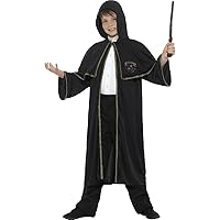 Smiffys Wizard Cloak, Black, Boys Fancy Dress, Wizard Dress Up Costumes