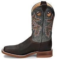 JUSTIN Men's Bender Silver Blue Cowhide with Brown Square Toe Boot