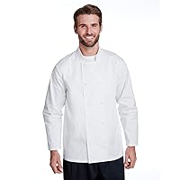 Unisex Studded Front Long-Sleeve Chef's Coat L WHITE