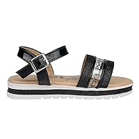 bebe Girl's Fashion Sparkly Flat Sandals with Fancy Glitter and Clear Vinyl Strap