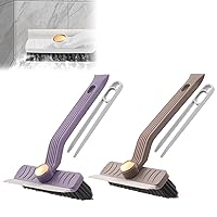 Multi-Function Rotating Crevice Brush 2 PCS Rotating Crevice Household Cleaning Brushes Hard Bristle Crevice Brush Covers All Corners Gap Brush Tool for Bathroom Household Kitchen (Purple Brown)