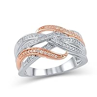0.25 cttw Diamond Intertwining Multirow Ring In 10K Two Tone Solid Gold