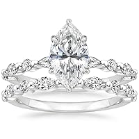 Marquise Solitaire Moissanite Ring, 2 CT, 10K White Gold, Wedding Ring Gift