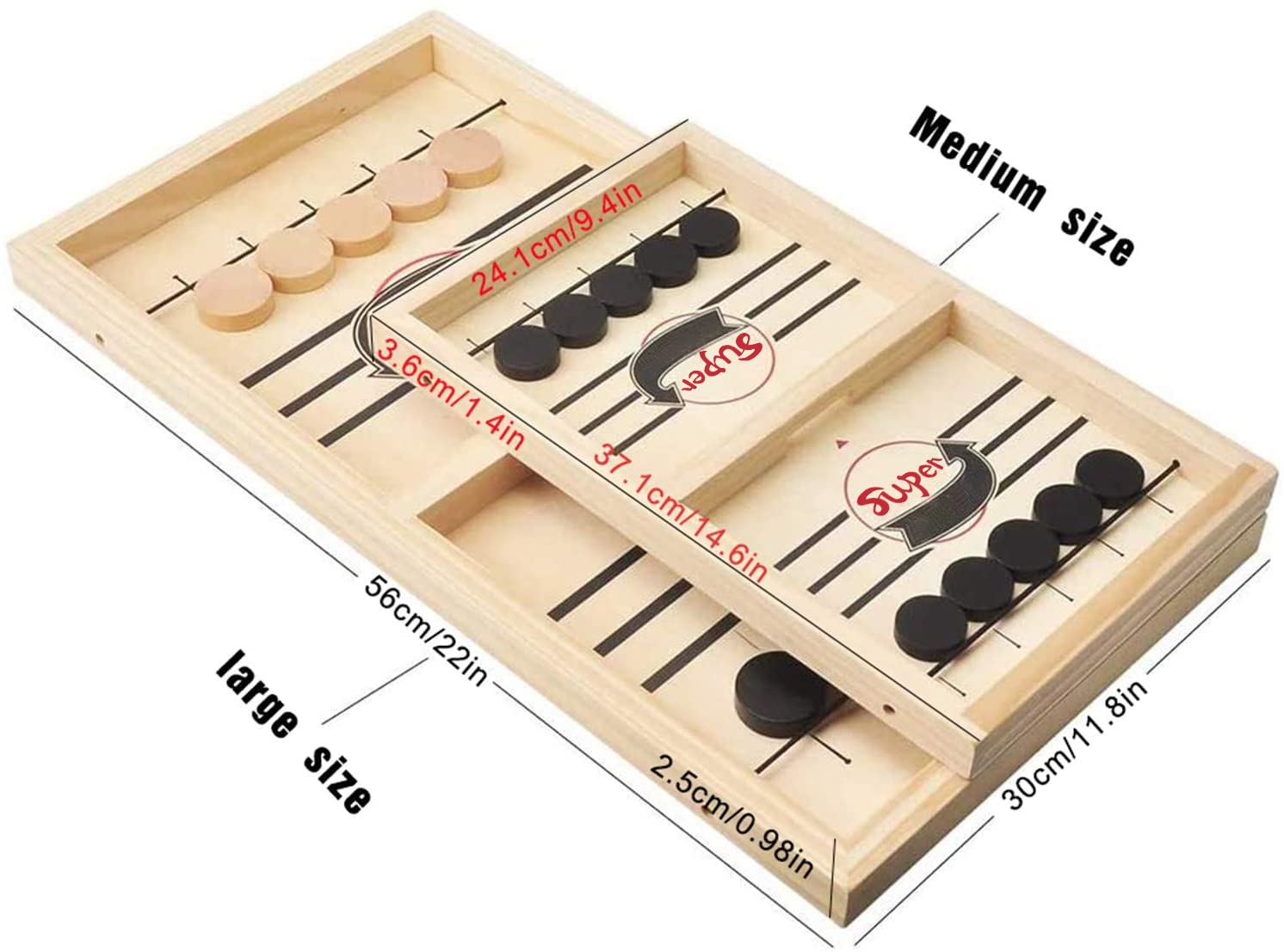 Sling Puck Game and Chess Game,Fast Sling Puck Game,Wooden Board Game for  Kids and Family,Sling Puck Winner Board Games for Family, Birthday Gift 