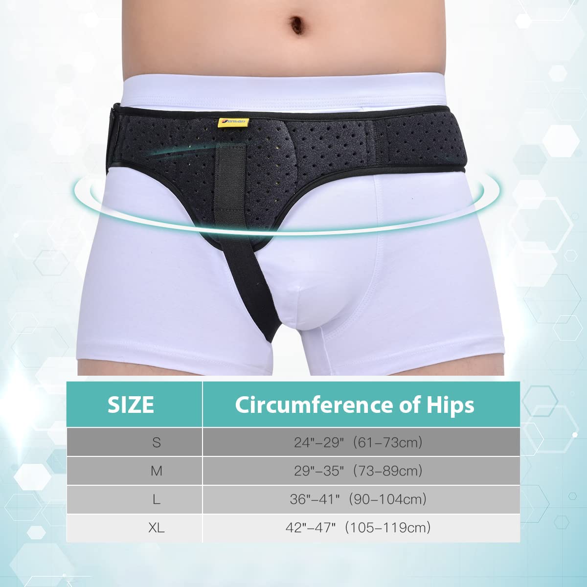 Tenbon Hernia Belt Truss for Men and Women Left or Right Side Supportive Groin Pain Truss With Removable Compression Pads For Pre or Post-Surgical Scrotal, Femoral, Comfortable Adjustable Waist Strap Hernia Guard