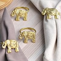 Indian-Shelf 4 Piece Brass Napkin Holder | Cute Napkin Holder for Dining Table | Unique Napkin Holders | Table Home Décor | Elephant Napkin Holder | Gold Napkin Holder | Animal Napkin Holder