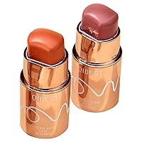 3 in 1 Blush Stick, 2 PCS, Long Lasting Waterproof Lightweight Moisturing Face Blush, Easy to Use, Blends Effortlessly, Natural Matte Soft Cream Blushers for Cheeks Lips Eyes, (02+03)