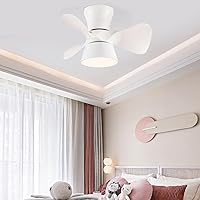 Reversible Fan with Ceiling Light Silent 6 Speeds Kids Bedroom Led Dimmable Ceiling Fan Light with Remote Control Modern Living Roomt Fan Ceiling Light with Timer/White