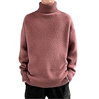 Autumn Winter Turtleneck Sweater Men Warm Casual Knitted Pullovers Mens Loose Solid Long Sleeve Knitwear Sweaters