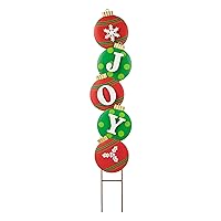 Glitzhome GH31511AR2 Christmas Yard Signs Decorations Outdoor Metal Joy Bells Garden Stakes for Xmas Holiday, 42