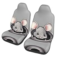 Grey Rat Car seat Covers Front seat Protectors Washable and Breathable Cloth car Seats Suitable for Most Cars
