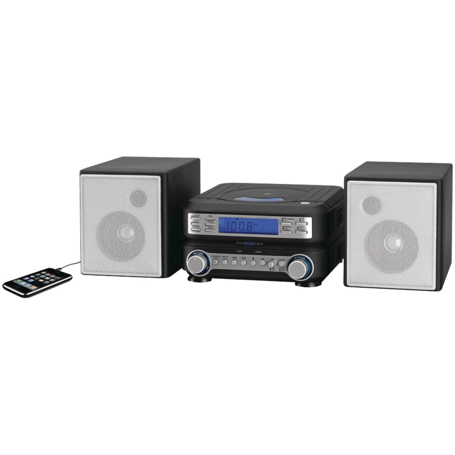 GPX HC221B Compact CD Player Stereo Home Music System with AM/ FM Tuner Black/Silver