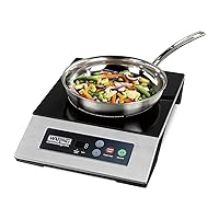 Waring Commercial WIH200 Light Duty Single Induction Range, 10 power settings, Easy-Touch Controls, Durable Tempered Glass Surface, 120V, 1800W, 5-15 Phase Plug, Multicolor