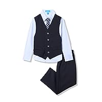 Haggar Boys' 4-Piece Vest, Dress Shirt & Tie Set