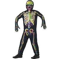 Smiffys Glow in The Dark Skeleton Costume, Multicolor, X-Large