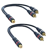 DteeDck RCA Splitter 1 Female to 2 Male 2 Pack, RCA Y Splitter RCA Audio Video Cable Splitter Adapter Dark Blue