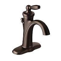 Moen Brantford Oil-Rubbed Bronze One-Handle Traditional Low-Arc Bathroom Faucet with Optional Deckplate and Available Vessel Sink Extension Kit, 6600ORB